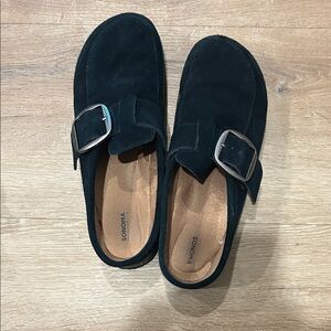 Sonoma Black Suede Slip-On Loafers with Buckle